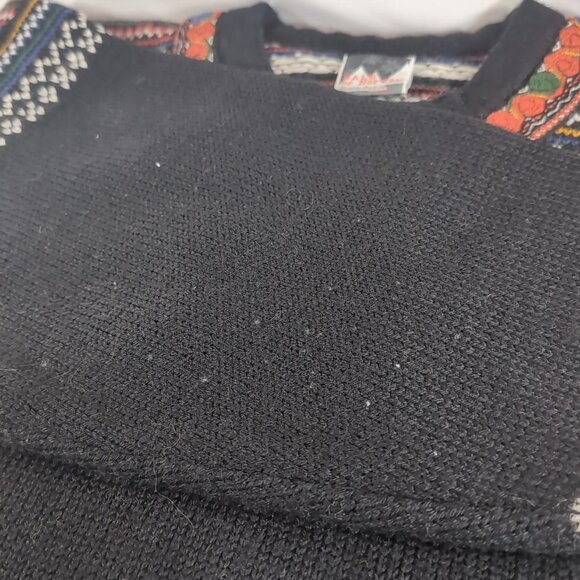 Dale of Norway 1/4 Clasp Norway Nordic L Wool Sweater Long Black Multi Fair Isle - Picture 11 of 16